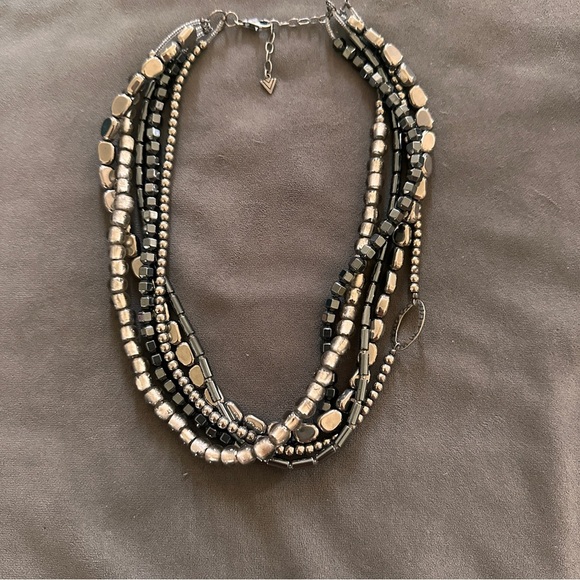 Silpada Chunky Silver & Hematite Beaded Necklace Multi-Strand Boho Bold Layered - Picture 1 of 7